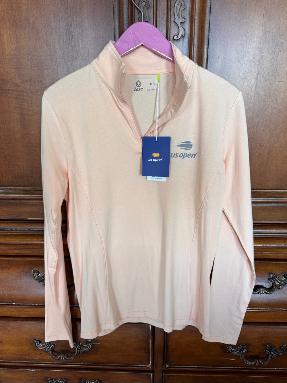 Tasc Performance US Open Peach Long Sleeve Quarter-Zip Pullover